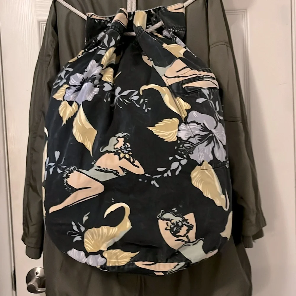 Vintage Tommy Bahama Hawaiian Print Laundry Beach Bag Backpack
